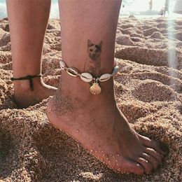 Anklets Female Bohemian Layered Shell For Women Summer Beach Tortoise Ankle Bracelets Girls Barefoot On Leg Chain Jewelry Gift
