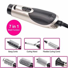 Electric Hair Dryer Electric Hot Air Brush Blowing Dryer Hairstyle Straighter Curler Blow Hairdryer Styling Salon Curling Roller Hairbrush Comb Kit J230220