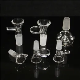 hookahs Thick Round Glass Bowl Herb Dry Oil Burner Hookahs With Handle 3 Types 14mm 18mm male For Smoking dabber Tools glass ash catcher