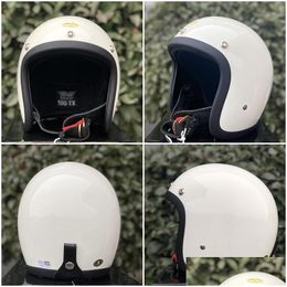 Motorcycle Helmets 2022 Japanese Style 3/4 Fibreglass Open Face Cafe Racer Helmet 500Tx Scooter Bike Casco Moto Lightweight Retro Fo Dhni4