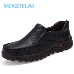 Dress Shoes MIXIDELAI Big Size 3848 Mens Dress Italian Leather Shoes Luxury Brand Loafers Genuine Formal Moccasins Men 230220