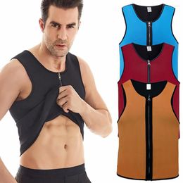 Men's Body Shapers Men's Shaper Workout Tank Top Zipper Front Slimming Neoprene Vest For Weight Loss Tummy Fat Waist Cincher Shapewear