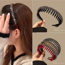2023 Korea Fashion Simple Crystal Headbands Women New Velvet Rhinestone Face Wash Hairbands Hair Hoop Bezel Hair Accessories