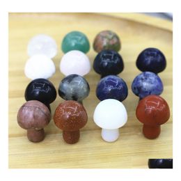 Stone Fashion 20Mm Mushroom Statue Natural Carved Decoration Quartz Hand Polished Healing Crystal Reiki Trinket Gift Room Orn Luckyh Dh2Gj