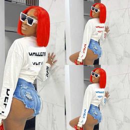 Women Tops Designer Clothing Spring T-shirt 2023 New Letter Printing Round Neck Long Sleeve