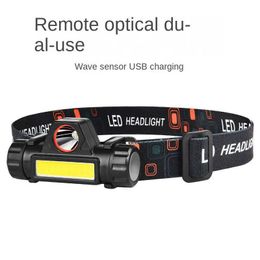 C5 LED Headlamp Sensor Headlight with Battery Flashlight USB Rechargeable Head Lamp Torch 4 Lighting Modes Work Light Cycling