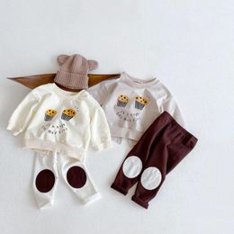 Clothing Sets 9068 Baby Clothes Born Suit Autumn 2023 Cake Printing Hoodies Pullover And Dot Patchwork Pant Boy's Girl's