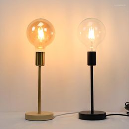 Table Lamps Industrial Style LED Small Lamp Nordic Eye Protection Black Gold Simple Bedroom Bedside Plug-in
