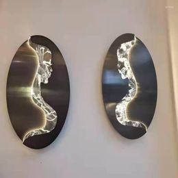 Wall Lamp Oval Rectangle LED Lights Unique Mural Restaurant Living Room Bedside Sconce Luxury Abstract Woman Home Deco