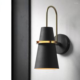 Wall Lamp Macaron Colour Iron Shade Horn Shape Trumpet Sconce Nordic Style Bedside Aisle El Restaurant Light Black Blue White