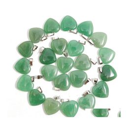 Charms Natural Stone Necklace Heart Pendants Green Aventurine Gemstone 20Mm For Women Diy Jewelry Making Accessories Hjewelry Drop D Dhbif