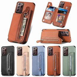 Shockproof Phone Cases for Samsung Galaxy S23 S22 S21 S20 Note20 Ultra Note20 Plus TPU PC PU Leather Protective Case with Magnetic Zipper Cards Packet