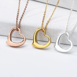 Chains 316L Stainless Steel Gold Colour Hollow Love Heart Necklaces For Women Chokers 2023Trend Fashion Festival Party Gift Jewellery