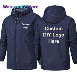 Men's Jackets Spring Custom Men Jacket Diy Print Hooded Zipper Coat Windproof Waterproof Jacket Autumn Unisex Outdoor Warm Sportswear 022023H