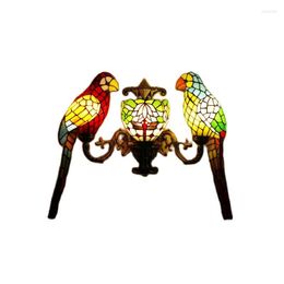 Wall Lamps Tiffany Parrots Lamp Aisle Balcony Foyer Entrance Europe Vintage Creative Porch Sconce Light D41801