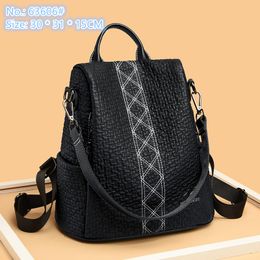 Factory wholesale ladies shoulder bags 2 styles simple and versatile black handbag large-capacity embossed lychee leather backpack sewing fashion bag 63606#