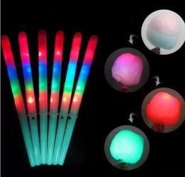 DHL 28x1.75CM Colorful Party LED Light Stick Flash Glow Cotton Candy Stick Flashing Cone For Vocal Concerts Night Parties Wholesale FY5031
