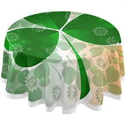 Table Cloth St. Patrick's Day Clover Ireland Round Tablecloth Circular Dining Decorative Covers 60 Inch Polyester