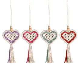 Bohemian Tassel Pendant Party Favor Hand-Woven Heart Shaped Car Pendant Home Wall Decoration