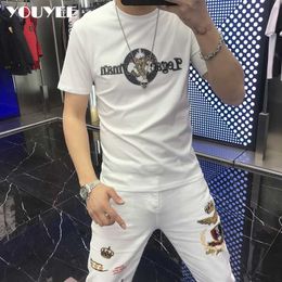 Men's T-Shirts Men#39s TShirt Embroidery Trend Top Thin Breathable Mercerized Cotton Short Sleeve Tees 2021 New Modern Stylish Ice Silk clothes Z0221