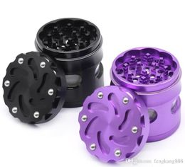 Smoking Pipes New Type Aluminium Alloy Smoke Grinder with Side Three Holes and Four Layers Embossed Steel Ball Cover 63mm