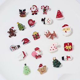 Pins Brooches Wholesale Christmas Series Brooch Pins Santa Claus Crutches Elk Acrylic Paper Card Set Drop Deliver Dhz40