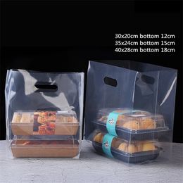 Clear Transparent Bread Takeaway Plastic Bags Die Cut Plastic Handle Take Out Bag For Bakery