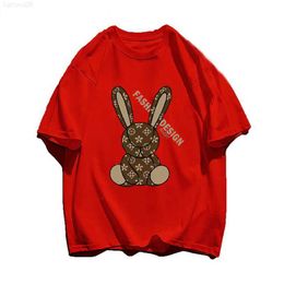 Men's T-Shirts Summer Men TShirts Luxury Brand Men's Clothes 100 Cotton Short Sleeve Women Classic Print T Shirt Vintage Rabbit Oversized Tee Z0221