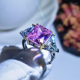 Cluster Rings MysticAmethyst For Women White Gold Filled Female Wedding Bands Anillos De Bizuteria Mujer Gemstone Ring Box