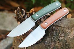 M6700 Survival Straight Hunting Knife 14C28N Satin Drop Point Blade CNC Full Tang Flax Handle Outdoor Hunting Fishing Fixed Blade Knives with Kydex 06700