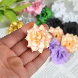 Decorative Flowers Wreaths 20Pcs 4.5cm Mini Artificial Silk Rose Flowers Heads For Wedding Decorativ Handmade DIY Scrapbooking Garland Fake Flower Wreath T230217