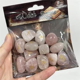 Decorative Figurines 13 Pieces Natural Mineral Crystals Amethyst Rose Quartz Polished Stones Gift Combination Engraved Set Witch Runes