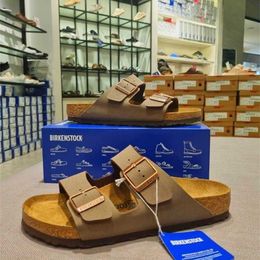 Slippers Factory Designer Birkinstocks Genuine German Boken Semi-slippers Women Wear Arizona Boken Sandals Cork Slippers