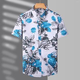 Men's T Shirts Men Spring And Summer Casual Lapel Single Breasted Print Vacation Short Sleeve Outdoor Holiday Shirt Fitted