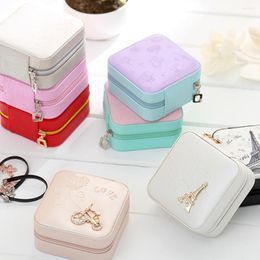 Jewellery Pouches Solid Colour Earrings Accessory Storage Box With Mirror Small Exquisite Cute Tower Portable Travel Square Display