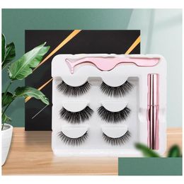 False Eyelashes 3 Pairs Magnetic Set Magnet Eyeliner Lashes Tweezer Waterproof Long Lasting Eyelash Extension Tool Drop Delivery Hea Dh6Zp