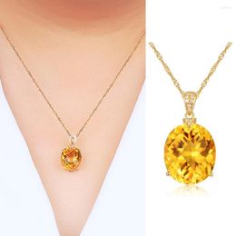 Pendant Necklaces Natural Citrine Jewellery Crystal Gold Colour Chain Gemstone Necklace Wedding Bride For Women Lover Gift