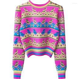 Women's Sweaters Style Couple Round Neck Knitting Sweater Christmas Cute Double Layer Jacquard Knitwear Outfit Korean O-Neck Polyester