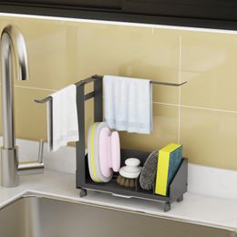 Dish Racks Drain Storage Sink Organiser Kitchen Caddy Nonslip Sponge Soap Brush Holder Bathroom 230221