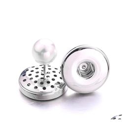 Stud Simple Sier Plated 12Mm 18Mm Snap Button Pearl Earrings For Women Men Snaps Buttons Jewellery Drop Delivery Dhfsk