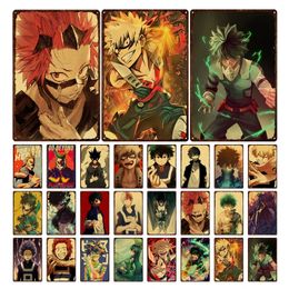 Anime Metal tin Sign My Hero Academia Plate Vintage Japanese Animation Tin Posters Painting Wall Decor Stickers Home personalized Decoration size 30X20CM w02