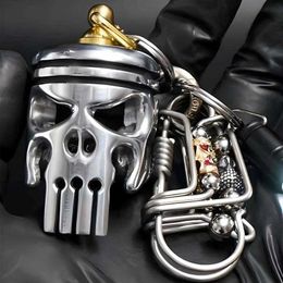 Key Rings Piston Art Keychain Skull Pendant Decoration Accessories Alloy Skeleton Keychains Keyring with Flashlight and Bottle Opener J230222