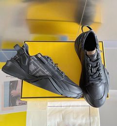 Scarpe da ginnastica Flow da uomo di design sportivo Scarpe basse con suola in gomma in tessuto Sneakers da uomo in pelle verniciata con zip laterale Nero Bianco Giallo Commercio all'ingrosso da uomo