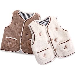 Waistcoat Autumn Winter Baby Cashmere Vest Girls Sleeveless Embroidery Coat Boys Windproof Cardigan Infant Wool Vest born Warm Clothes 230220