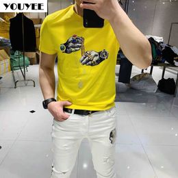 Men's T-Shirts Tshirt Men Hip Hop Printing 2021 Summer New Mercerized Cotton Streetwear Round Neck Short Sleeve HighQuality Tees Male Top Z0221