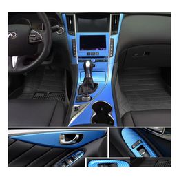 Car Stickers For Infiniti Q50 Q60 2014 Interior Central Control Panel Door Handle 3D/5D Carbon Fiber Decals Styling Accessorie Drop Dhwtd