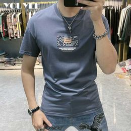 Men's T-Shirts Short Sleeved Tshirt Men's Summer New Personalized Printing Fashion Brand Casual Round Neck Cotton Top Male Tees Clothing 4xl Z0221