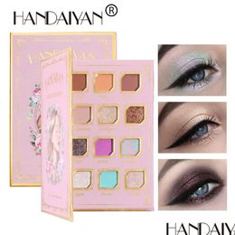 Eye Shadow Handaiyan 12 Colour Eyeshadow Palette Shimmer Glitter Highlighter Matte Long Lasting Waterproof Pigment Makeup Drop Delive Dheod