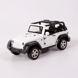 Автомобильные модели сплав сплав Diecast Jeeps Wrangler Open Off Road автомобилей Мини -модельные игрушки для детей мальчики Glide Toy Gifts297f