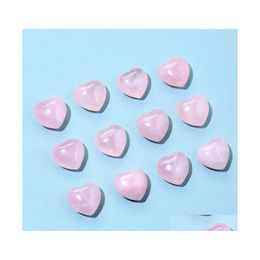 Stone Natural Pink Crystal 15Mm Heart Shape Ornaments Quartz Healing Crystals Energy Reiki Gem Craft Hand Pieces Living Room Drop De Dhaow